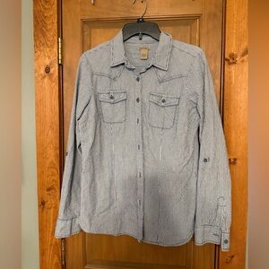 Ruff Hewn Navy and White Striped Button Down Shirt